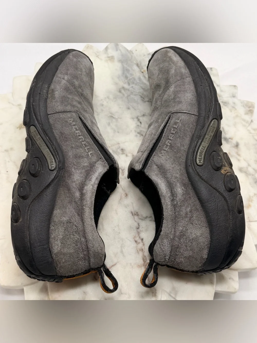 Merrell Mens Jungle Moc Pewter Grey Suede Slip On Hiking Shoes 60805 Size 8.5